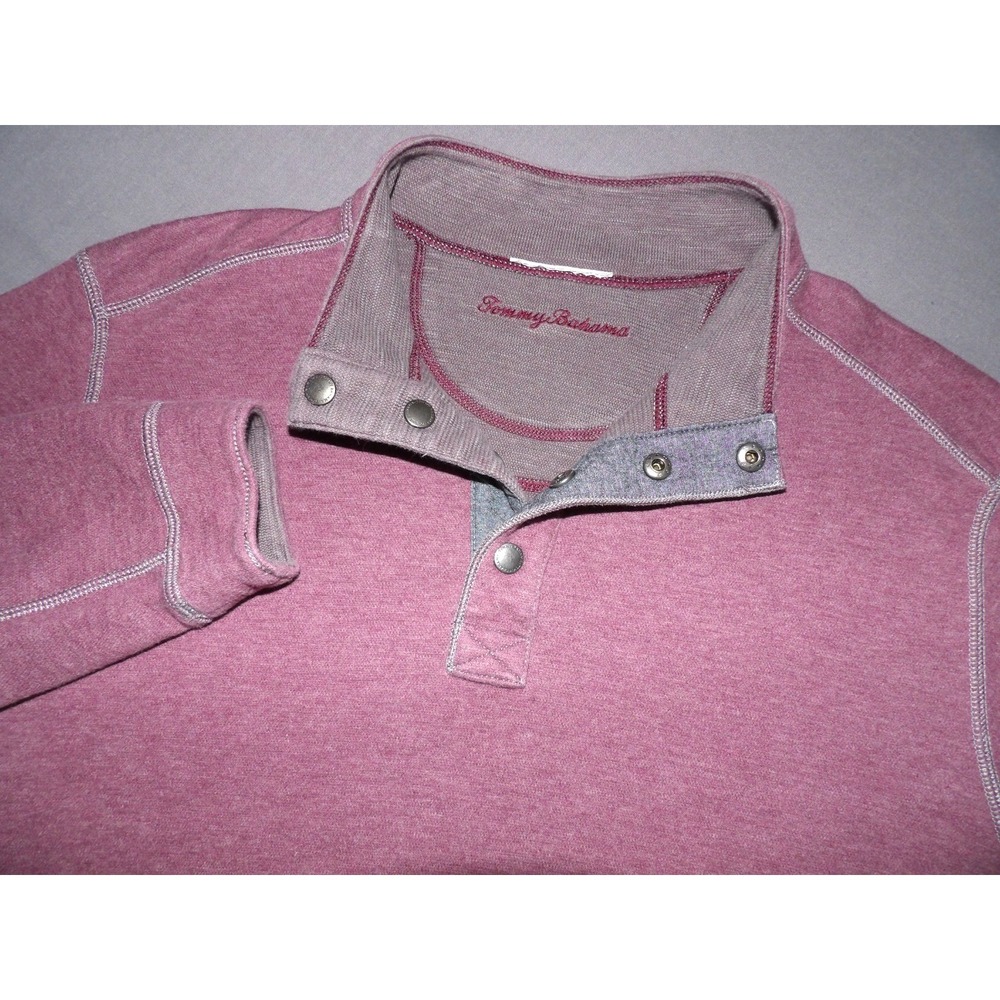 Tommy Bahama Purple Knit Collared Snap Marlin Logo Sweater Men's XL